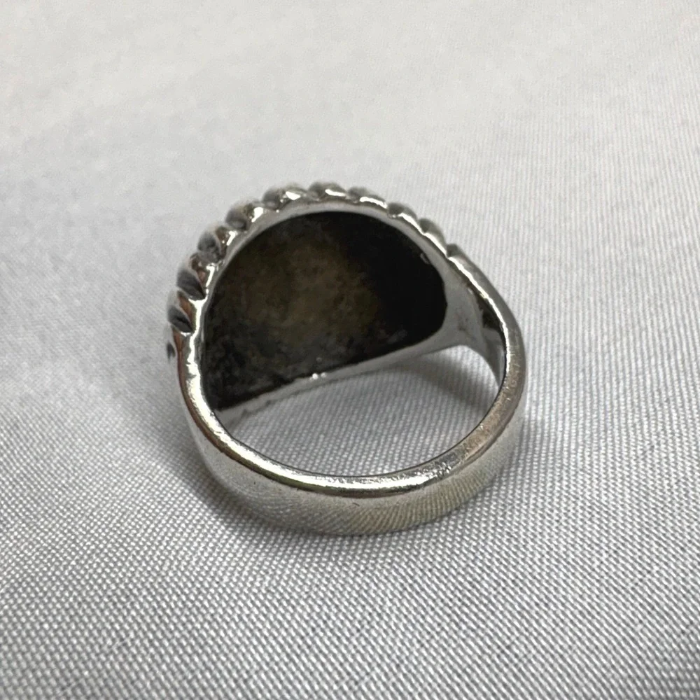 90s Shrimp Dome Ring Womens Size 4.25 Silver Good Ribbed Sterling 925
